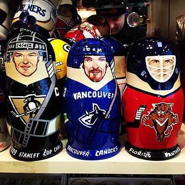 NHL players as Russian dolls. (#NickInEurope)