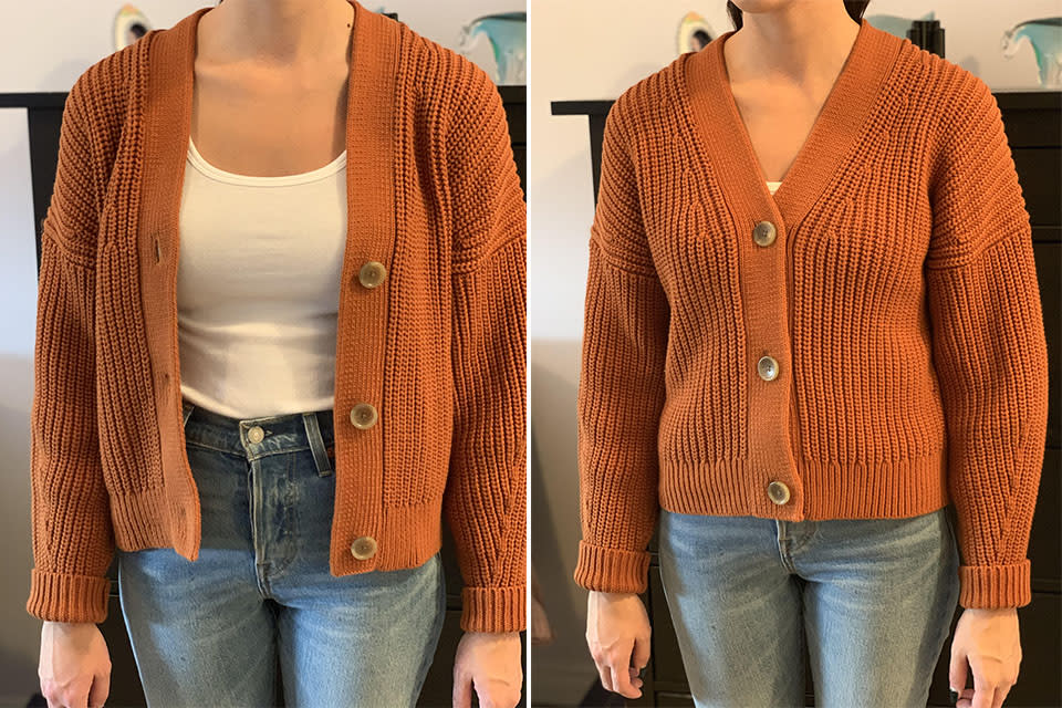 Everlane Texture Crop Cardigan in Cider, size small