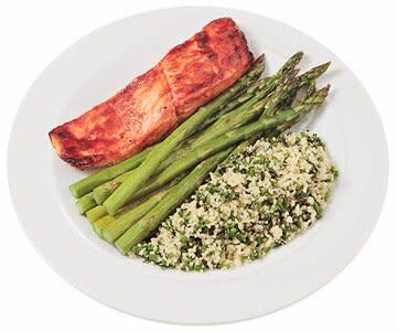 Barbecue Salmon with Herbed Couscous and Asparagus