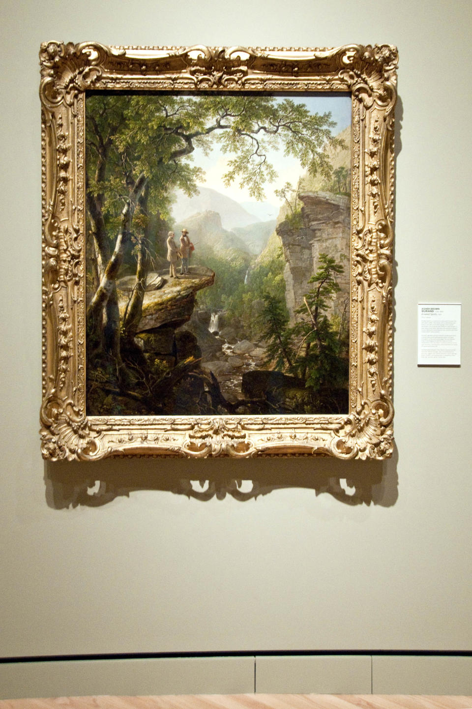 FILE - This Monday, Oct. 24, 2011 file photo shows American artist Asher Brown Durand's painting entitled "Kindred Spirits" on display at the Crystal Bridges Museum of American Art in Bentonville, Ark. Nearly four months after opening in November, the museum has already had over 175,000 visitors.(AP Photo/April L. Brown)