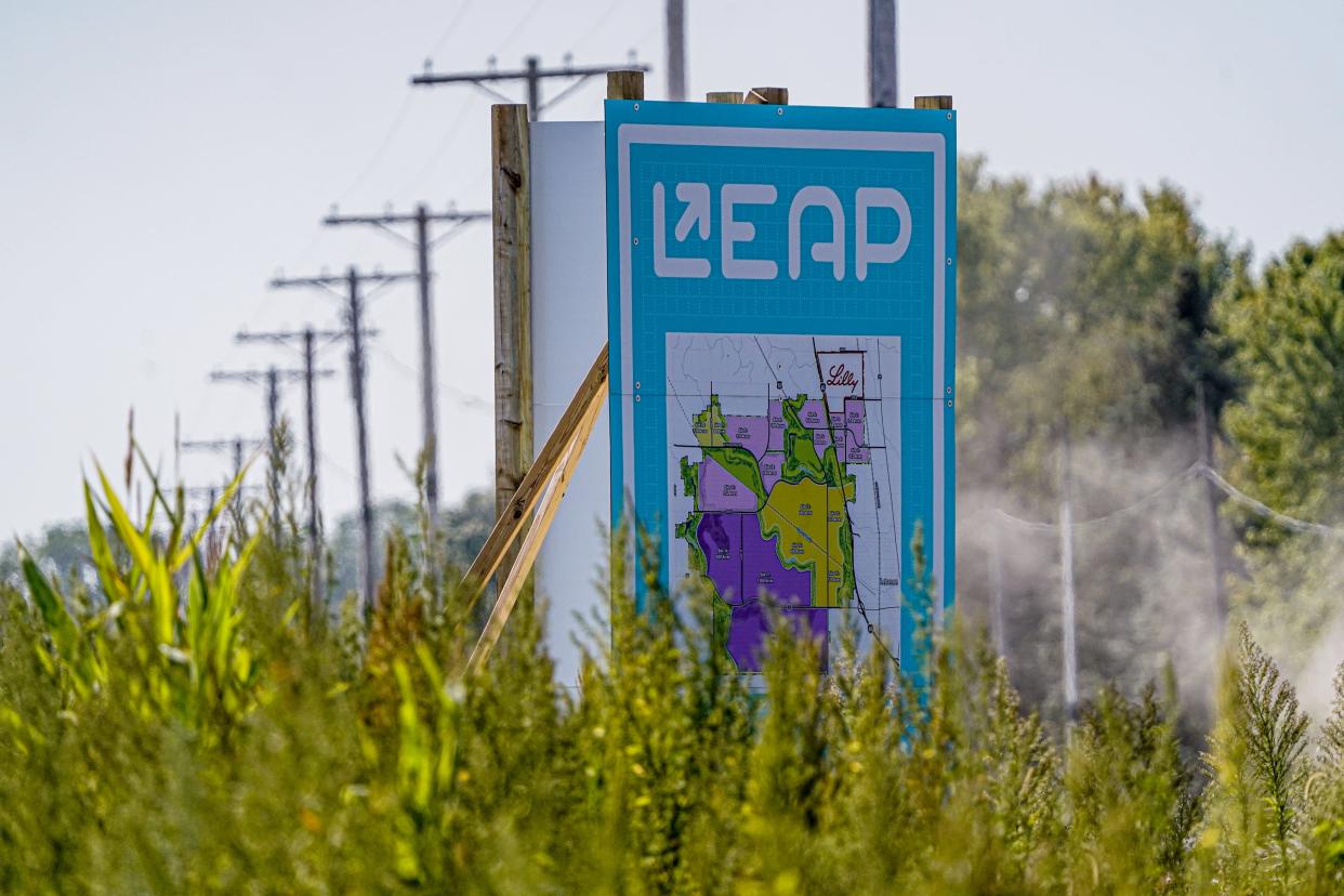 Construction is under way at the new LEAP Innovation and Research District on Wednesday, Sept. 14, 2023, at the intersection of Witt Rd. and Lower Simmons Rd. in Lebanon Ind.