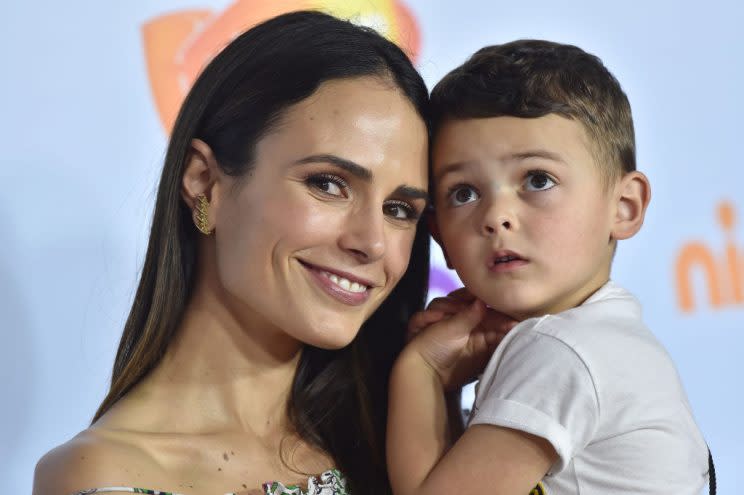 Jordana Brewster with one of her boys. (Photo: Getty Images)