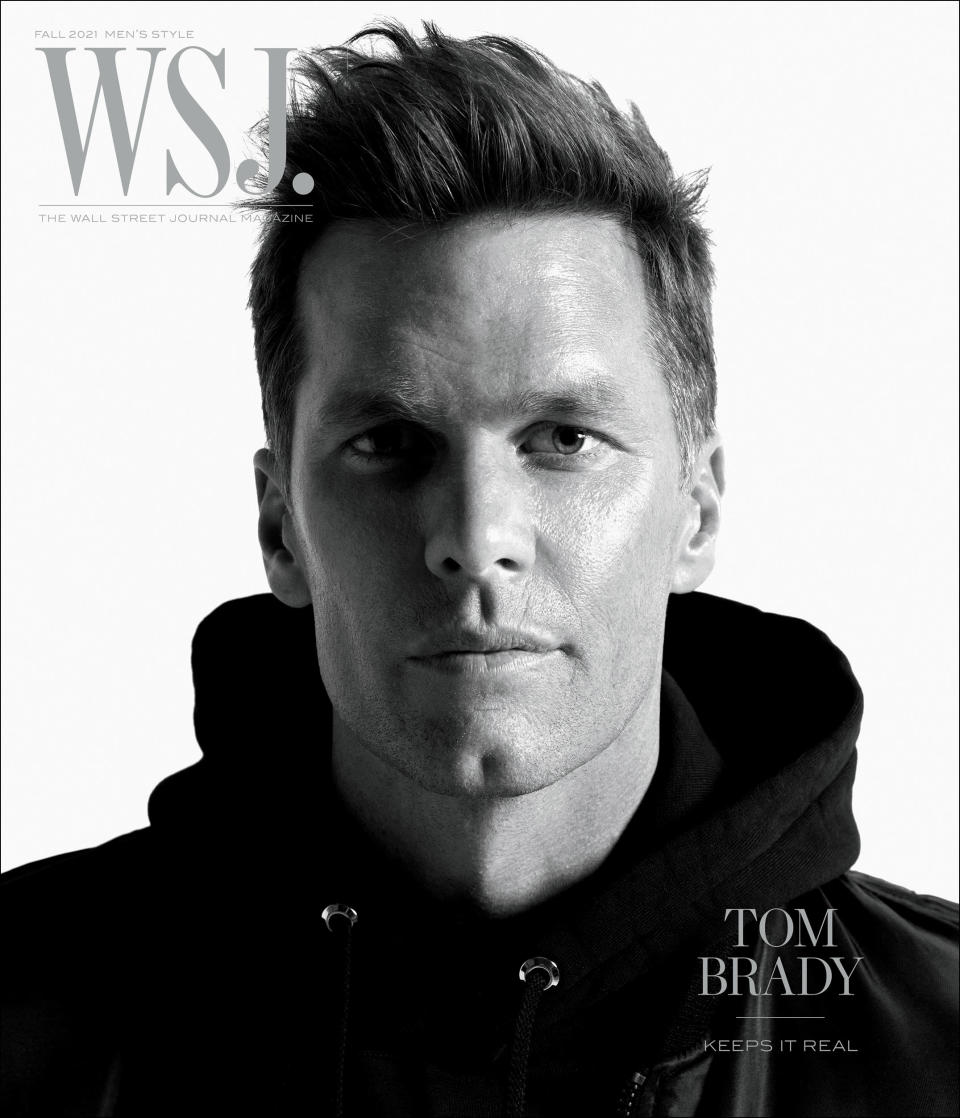 Tom Brady on the 2021 WSJ. Magazine men’s style issue, shot by Mario Sorrenti.