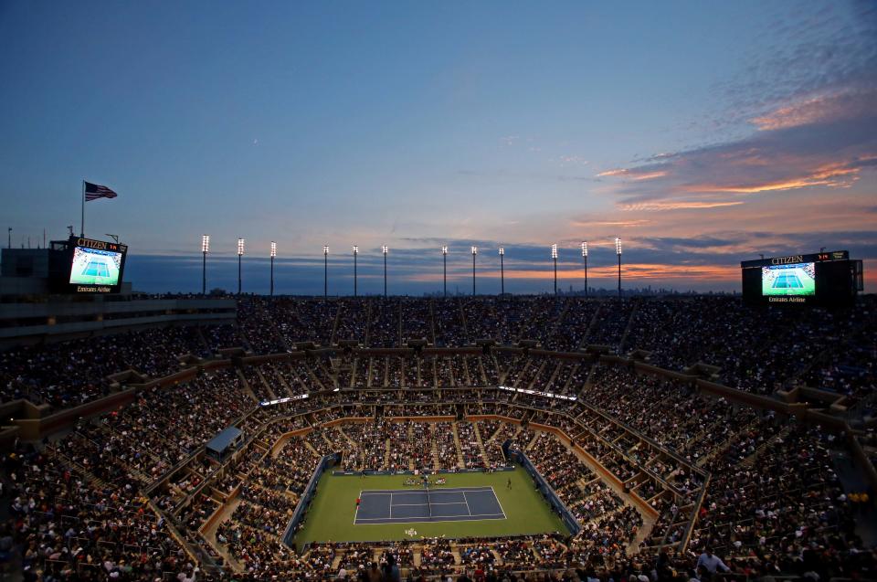 Sunset from the top of Arthur Ashe Stadium (Jerry Lai-USA TODAY Sports)