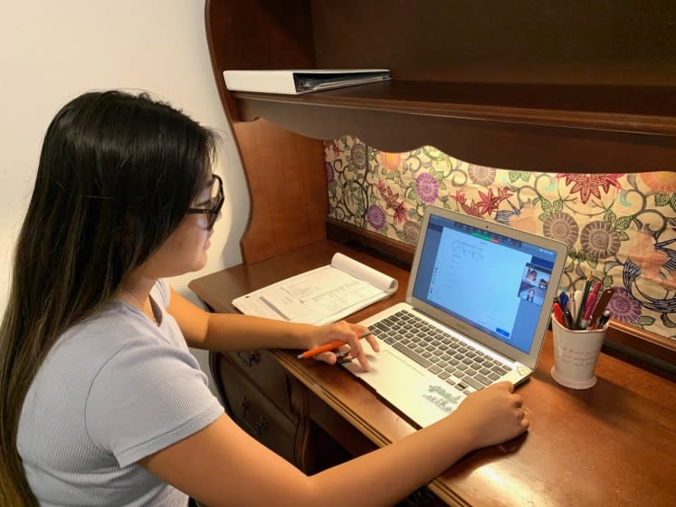 Annette Yuan, a junior at Irvine High School, offers free tutoring in math and English-language learning as one of the leaders of StudySmart Youth Services.