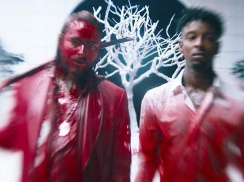 Video for "Rockstar" by Post Malone and 21 Savage.