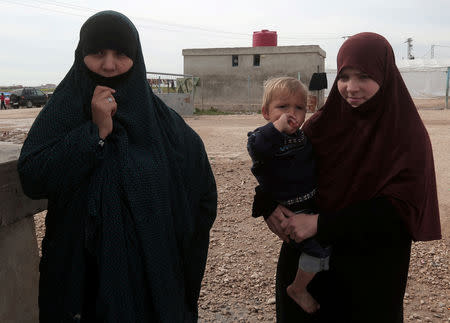 FILE PHOTO: Belgian women Tatiana Wielandt and Bouchra Abouallal, both 26, who joined Islamic State in Syria are pictured in Ain Issa, Syria March 10, 2019. REUTERS/Issam Abdallah