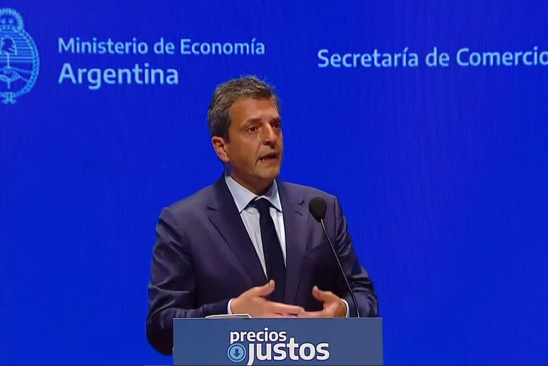 Sergio Massa durante el lanzamiento de "Precios Justos"