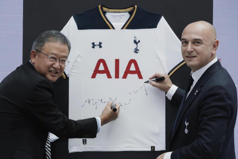 New deal: Spurs have extended their agreement with AIA until 2022: AP