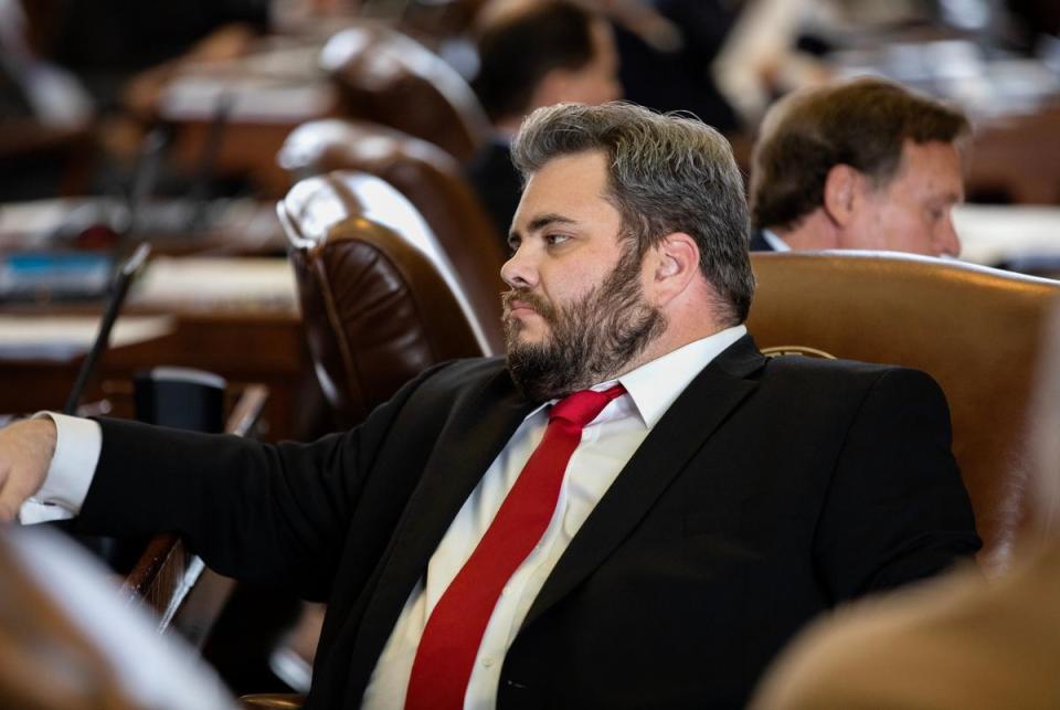 State Rep. Jonathan Stickland, R-Bedford, on the House floor on May 25, 2019.