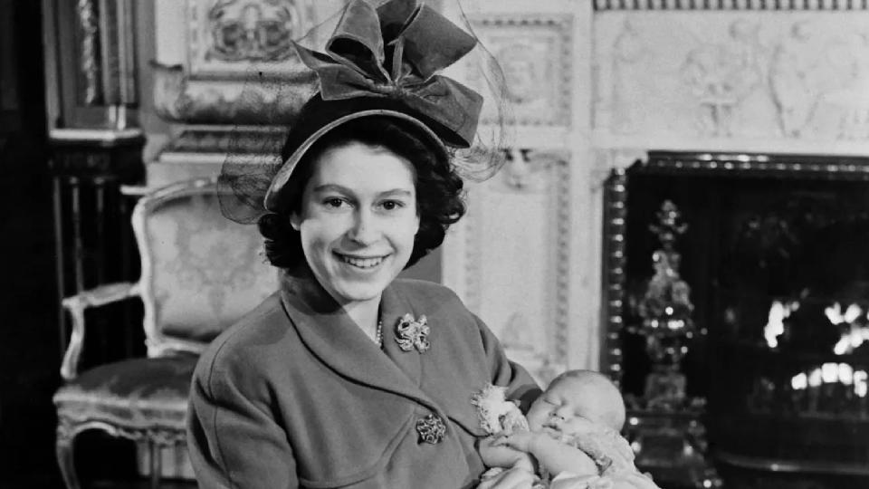 Queen Elizabeth II poses with her son Prince Charles