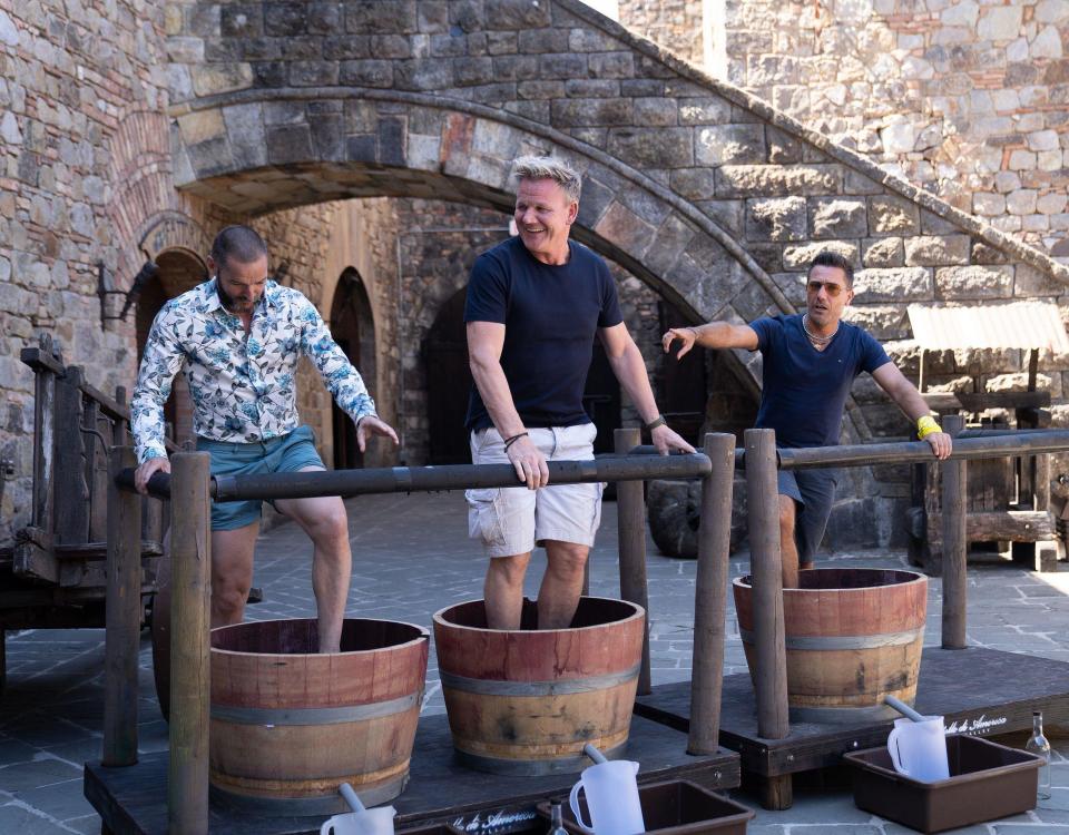 GORDON RAMSAY'S AMERICAN ROAD TRIP, from left: Fred Sirieix, Gordon Ramsay, Gino D'Acampo, (aired Jan. 5, 2021). photo: ©Fox / Courtesy Everett Collection