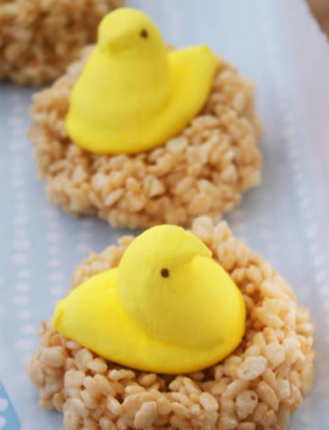 Marshmallow Peeps in Crispy Nests