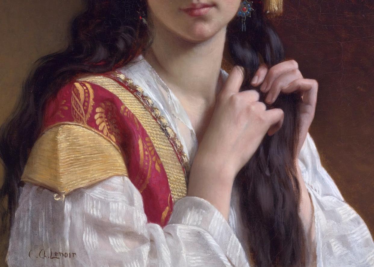 Fragmento de la pintura 'Joven griega' de Charles-Amable Lenoir. <a href="https://es.wikipedia.org/wiki/Archivo:Lenoir,_Charles-Amable_-_Jeune_fille_grecque.jpg" rel="nofollow noopener" target="_blank" data-ylk="slk:Sotheby's/Wikimedia Commons;elm:context_link;itc:0;sec:content-canvas" class="link ">Sotheby's/Wikimedia Commons</a>