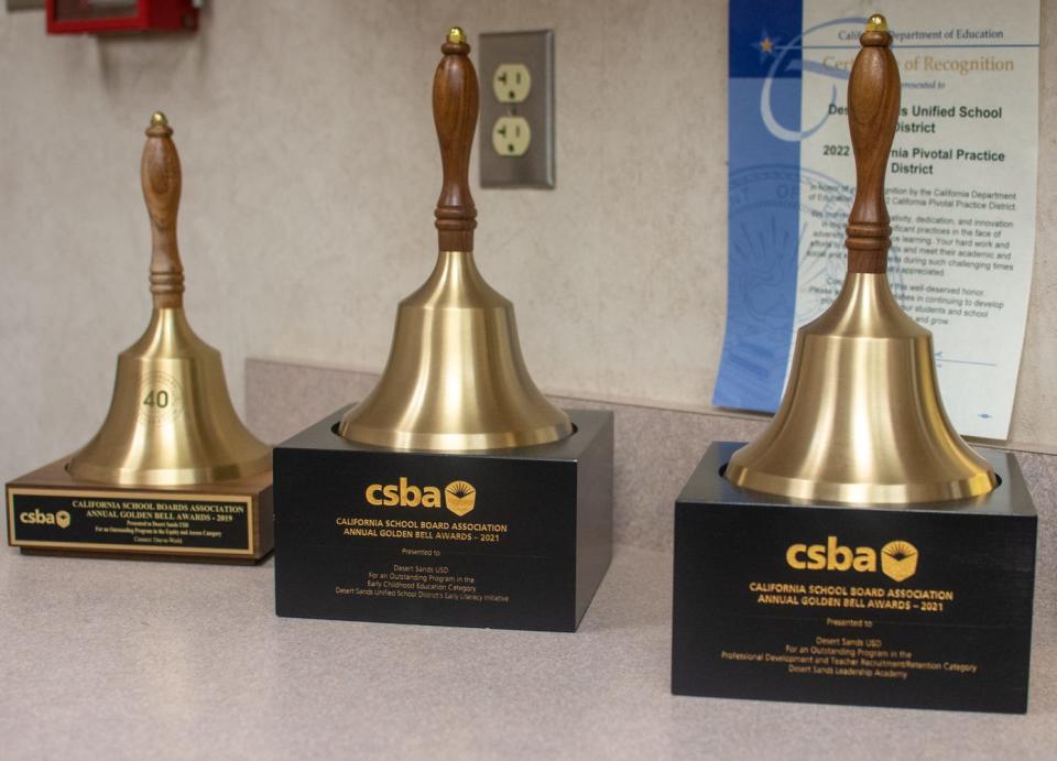 Desert Sands won three "Golden Bells," prestigious awards from the California School Board Association, including one for its LTE network, during Scott Bailey's five-plus year tenure as superintendent.