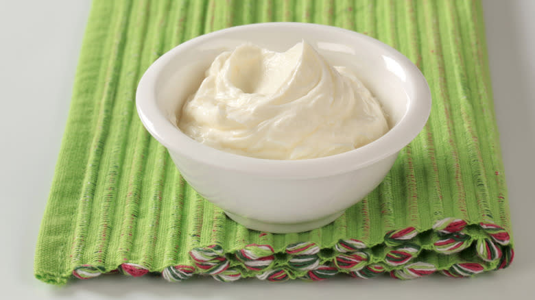 Cream cheese in a bowl