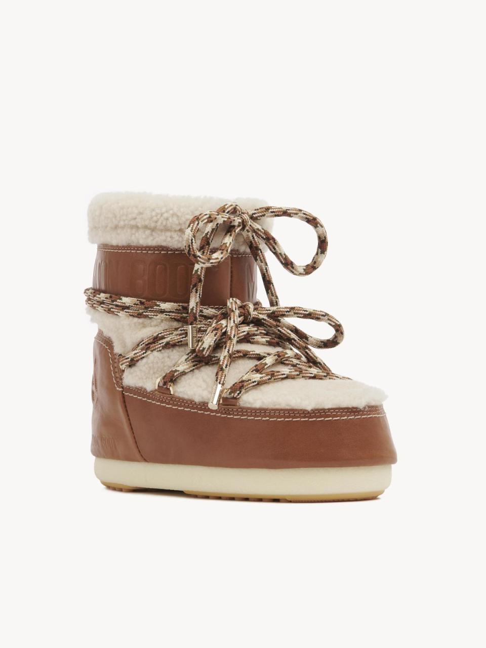 Chloé Moon Boot聯名系列羊毛款雪靴，NT$36,100。（Chloé提供）