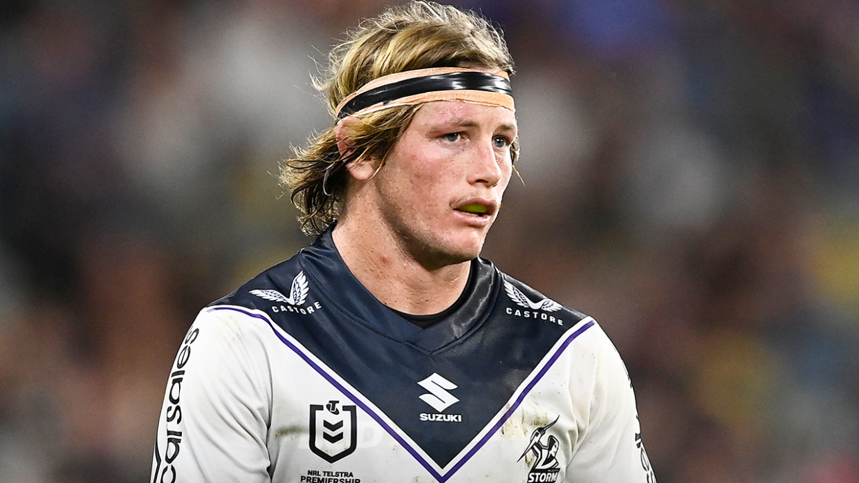 Melbourne Storm No.9 Harry Grant (pictured) during a NRL game.