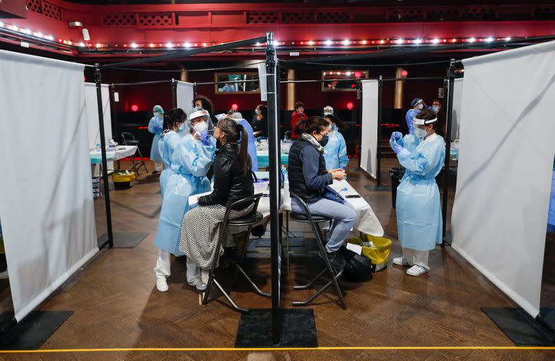 People get tested before the first massive concert since the beginning of COVID-19 pandemic in Barcelona