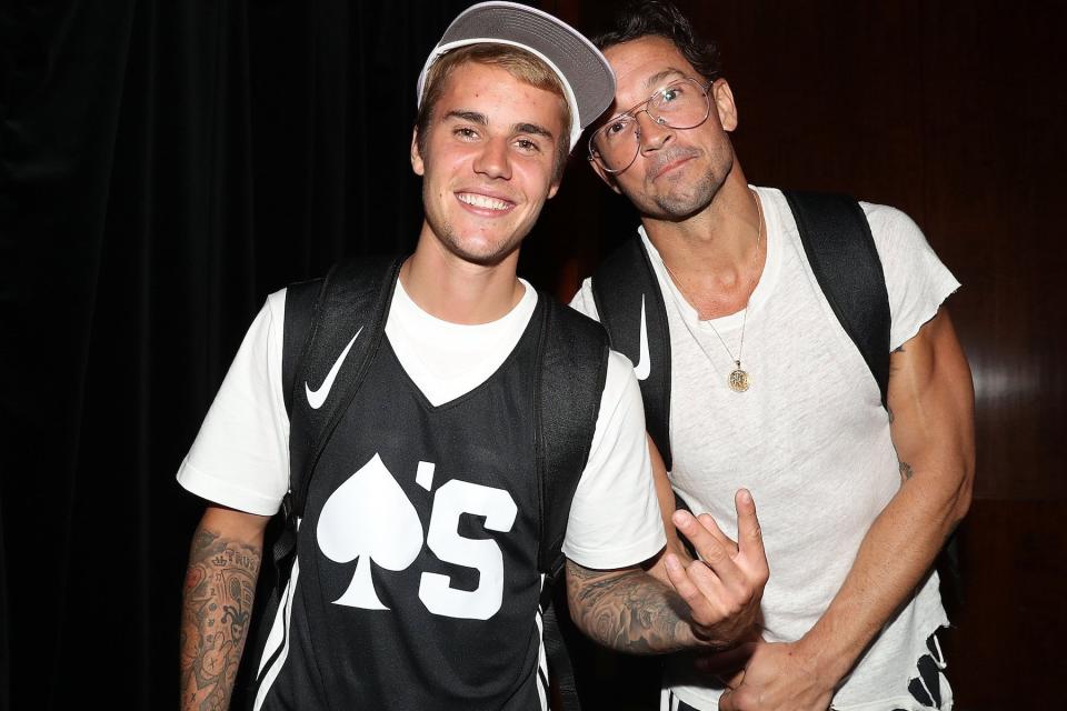 Justin Bieber and Carl Lentz attend 2017 Aces Charity Celebrity Basketball Game at Madison Square Garden on August 13, 2017, in New York City. 