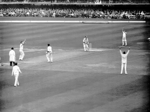 Thomson, left, celebrates taking the wicket of Worcestershire's Dick Richardson, caught by wicketkeeper Jim Parks, in 1963: Parks has now succeeded his former team-mate as England's oldest surviving male Test cricketer - S&G/S&G and Barratts/EMPICS Sport