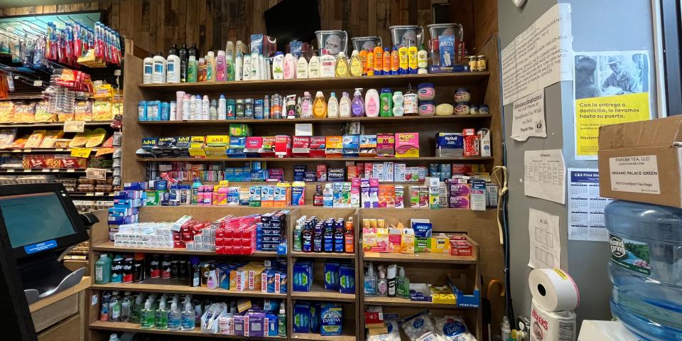 The small pharmacy section in a New York grocery store.