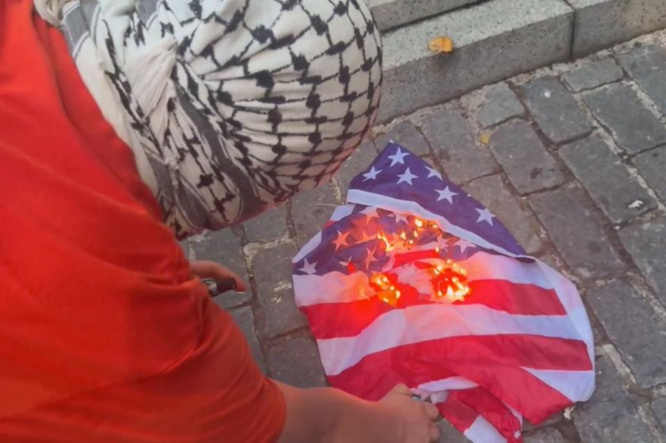 The memorial was also graffitied with “Gaza” in large black letters. Jack Morphet/NY Post