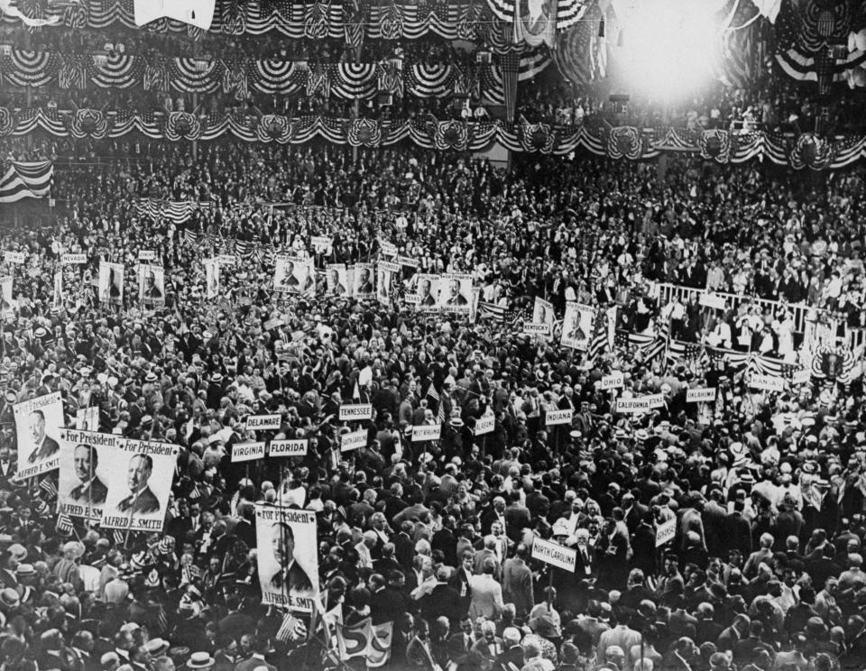 The floor of the Democratic National Convention at Madison Square Garden in 1924.