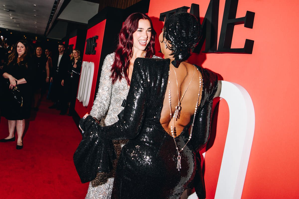 Dua Lipa and Fantasia Barrino at the TIME100 Gala at Jazz at Lincoln Center in New York City, on April 25, 2024.<span class="copyright">Nina Westervelt for TIME</span>