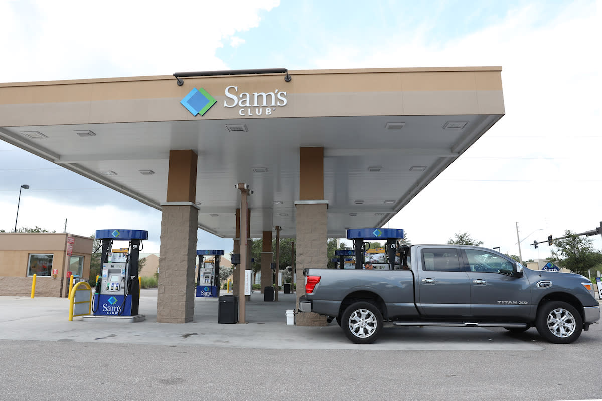 A truck fills up at the gas station at Sam's Club in St. Petersburg, Fla.