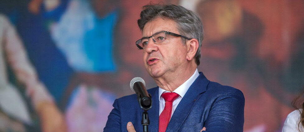 Jean-Luc Mélenchon lors d'une conférence de presse au Honduras.  - Credit:- / Casa Presidencial de Honduras / AFP