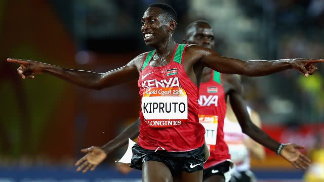 Kipruto ran away to win gold. Image: Getty