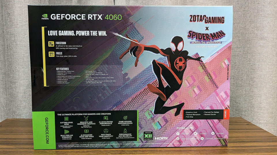 Zotac GeForce RTX 4060 OC Spider-Man box rear