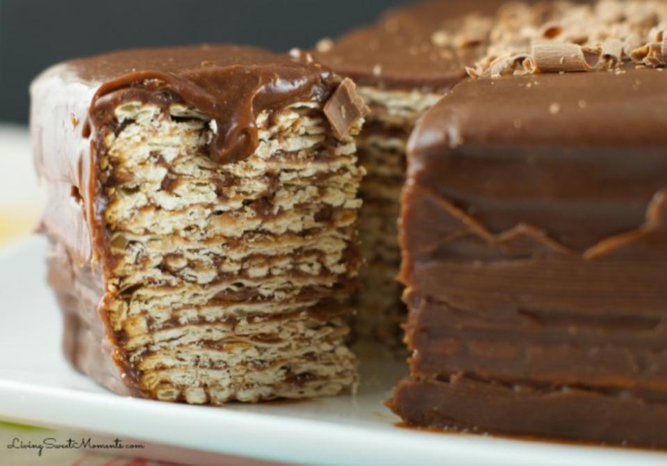 <p>Living Sweet Moments</p><p>You've seen plenty of recipes layering cookies or crepes to make a cake. This is that same idea, just using matzo for a Passover-friendly treat.</p><p><strong>Get the recipe: <a href="https://livingsweetmoments.com/icebox-matzo-cake-recipe-great-dessert-idea-passover-seder/" rel="nofollow noopener" target="_blank" data-ylk="slk:Icebox Matzo Cake;elm:context_link;itc:0;sec:content-canvas" class="link ">Icebox Matzo Cake</a></strong></p>