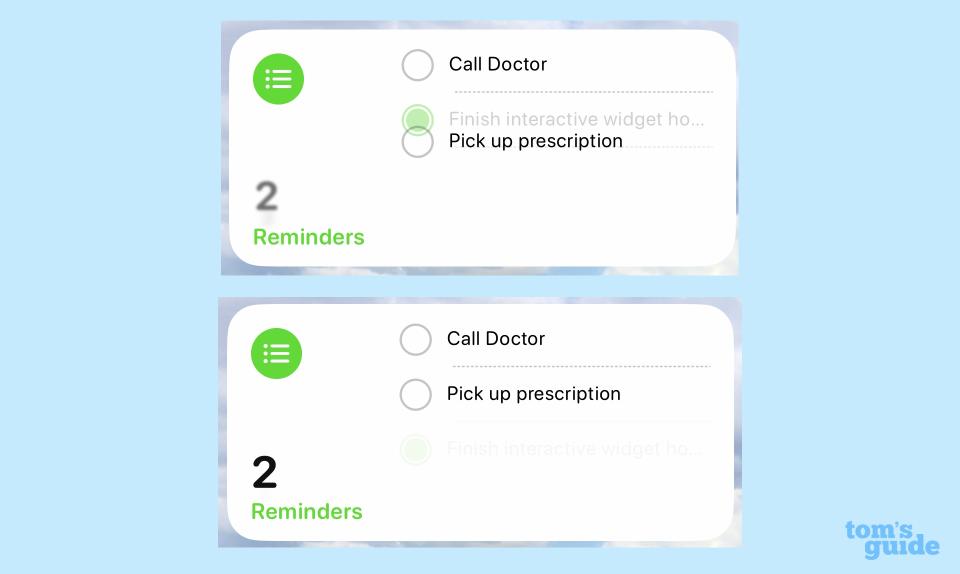iOS 17 interactive widgets managing to-dos in Reminders