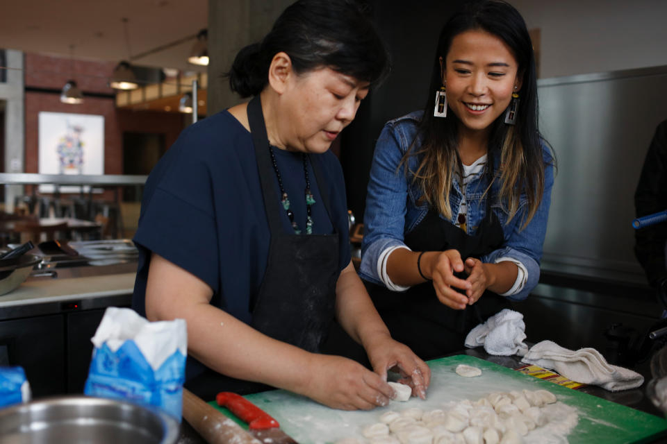 <span>Domee Shi (right) with her mother Ningsha Zhong (left). </span>Provided by Pixar/Disney