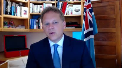 Grant Shapps spoke from his Hertfordshire home to urge Britons to return to the workplace (YouTube/LBC)