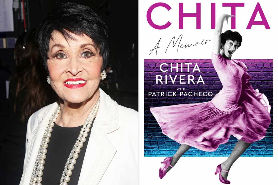 <p>Bruce Glikas/Getty; HarperOne</p> Chita Rivera and her book.