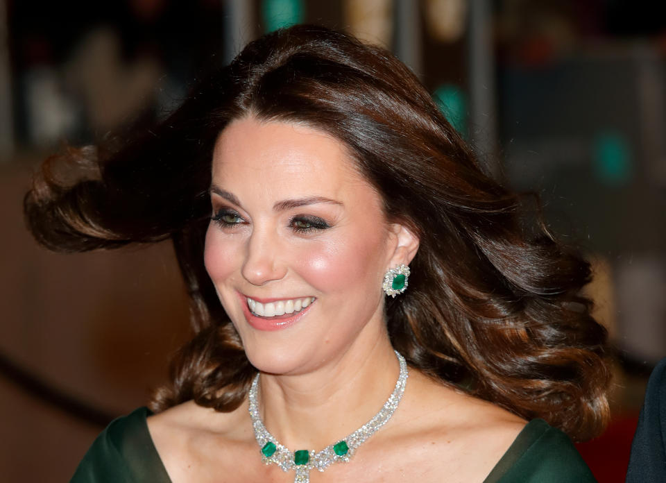 The Duchess of Cambridge chose to wear green to the BAFTAs which some people weren’t happy about [Photo: Getty]