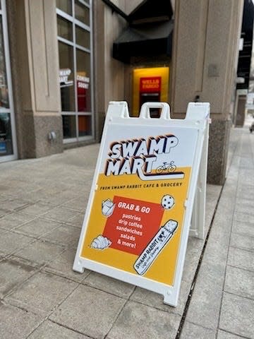 Swamp Mart sign located outside of its new location at 15 S. Main St. in downtown Greenville, S.C.