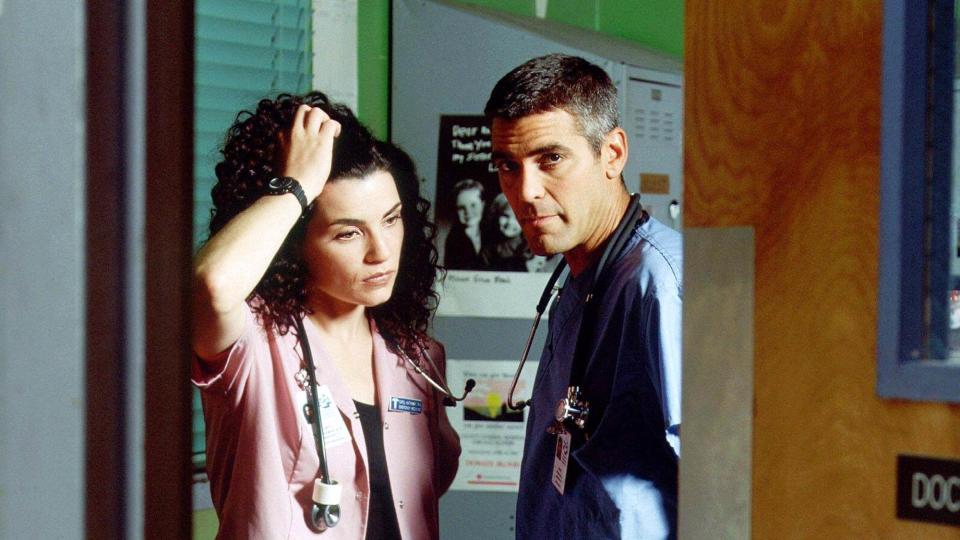 Julianna Margulies and George Clooney in ER