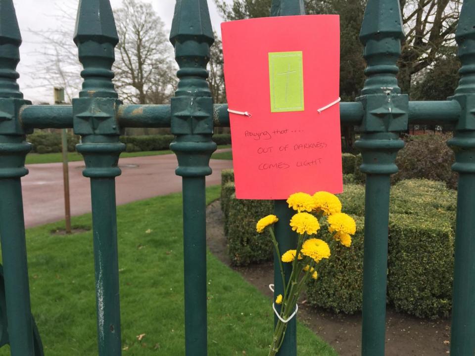 A tribute is left at West Park, Wolverhampton, where the body of Viktorija was found (Josh Payne/PA)