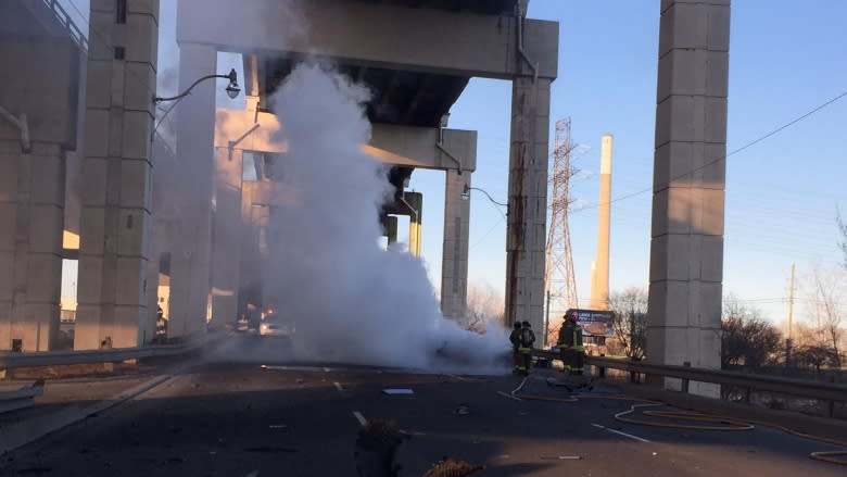 Lamborghini 'completely burned out' after erupting into flames on Lake Shore