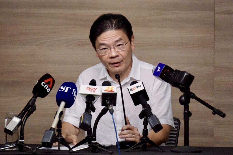 National Development Minister and COVID-19 taskforce co-chair Lawrence Wong speaking at a press conference on 15 March, 2020. (PHOTO: Dhany Osman/Yahoo News Singapore)