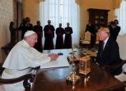 Pope Francis meets U.S. President Donald Trump during a private audience at the Vatican, May 24, 2017. REUTERS/Alessandra Tarantino/Pool