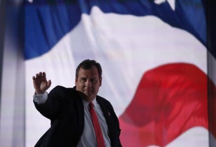 Former Republican U.S. presidential candidate and New Jersey Governor Chris Christie waves as he departs after speaking during the second session at the Republican National Convention in Cleveland, Ohio, U.S. July 19, 2016.   REUTERS/Jim Young