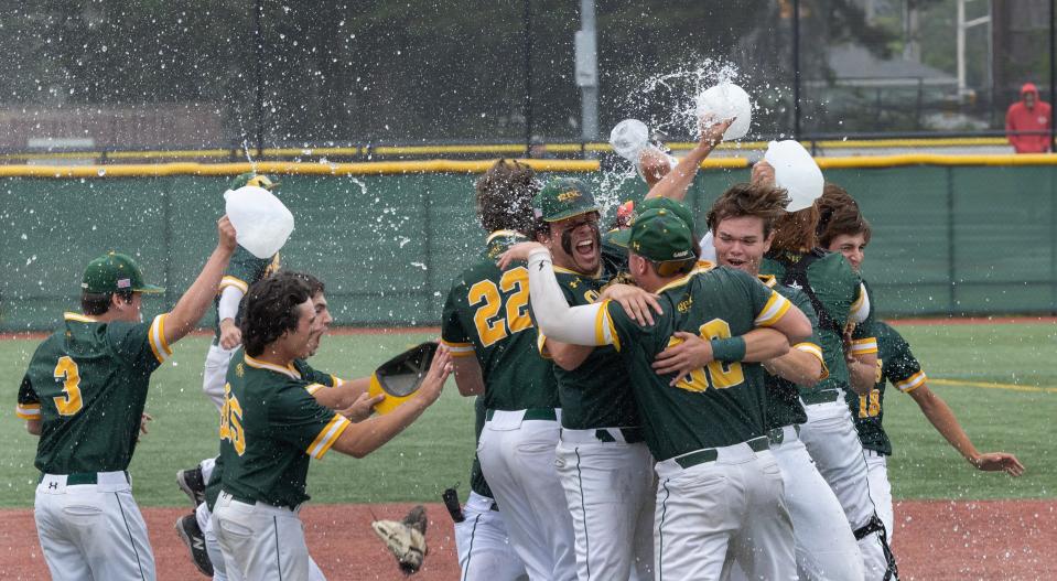 Red Bank Catholic, shown celebrating after its 4-1 win over St. Joseph (Metuchen) on June 3, 2023 in the NJSIAA Non-Public South A championship game, begins the season ranked No. 1 in the Asbury Park Press Top 20. Credit: Pete Ackerman/Asbury Park Press