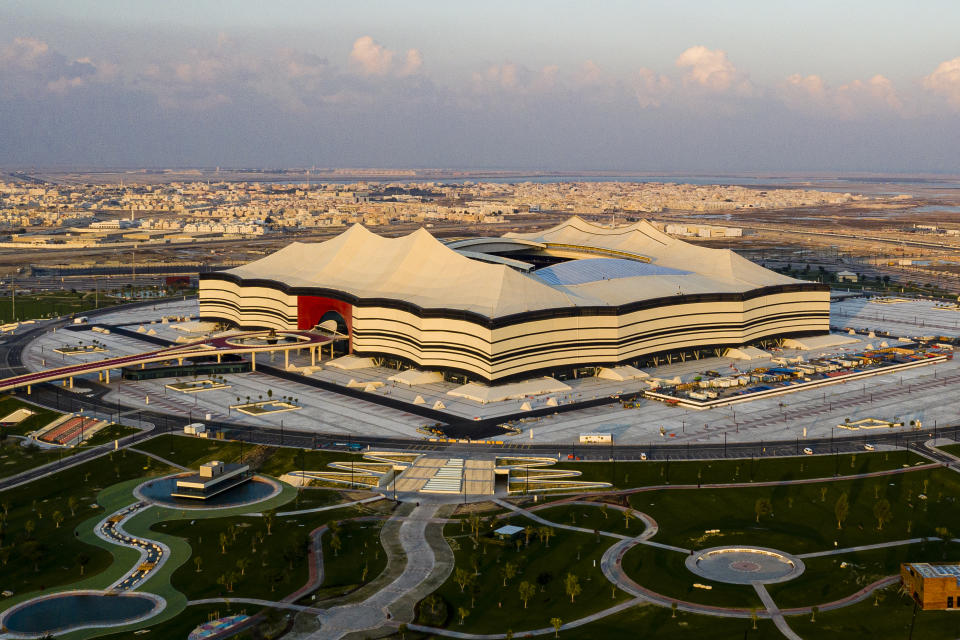 Al Bayt Stadium, pictured in December 2019. (Marcio Machado/Eurasia Sport Images/Getty Images)