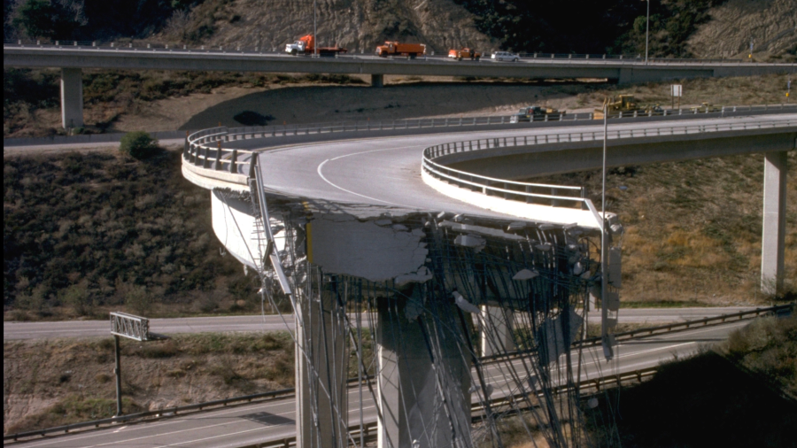 Damage is seen from the 1994 Northridge earthquake