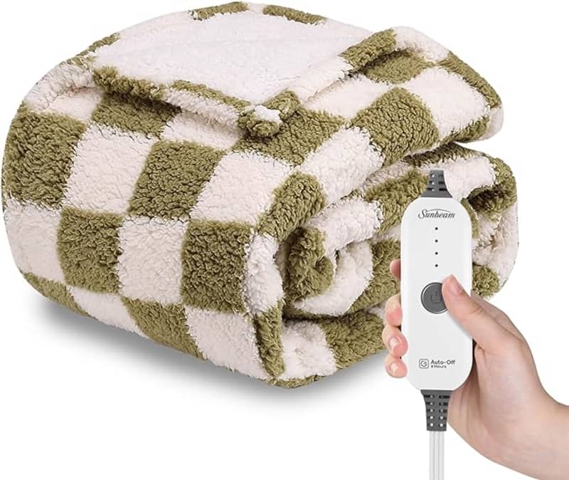 Sunbeam Printed Royal Sherpa Electric Blanket